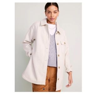 Old Navy Soft Brushed Shacket Women’s 3X Oatmeal Heather Button Front